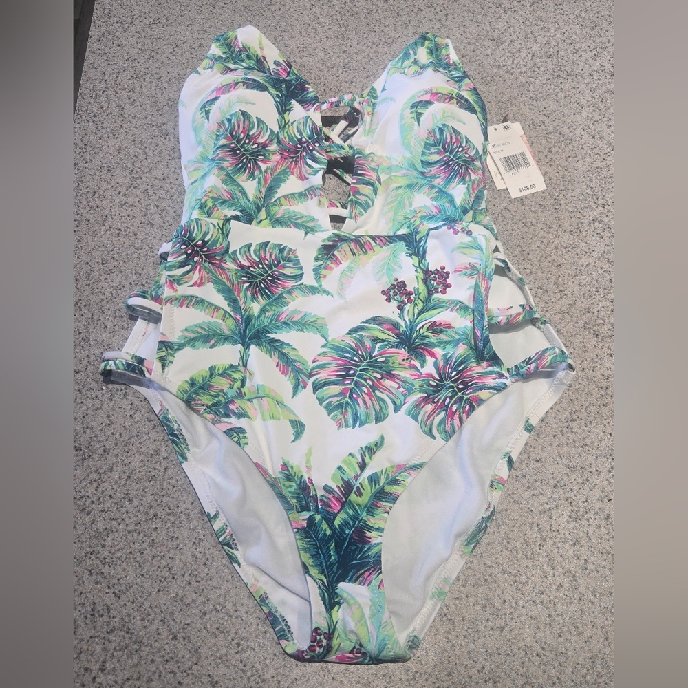 Jessica Simpson Medium One Piece Swimsuit Jungle Cruise Beaded NWT